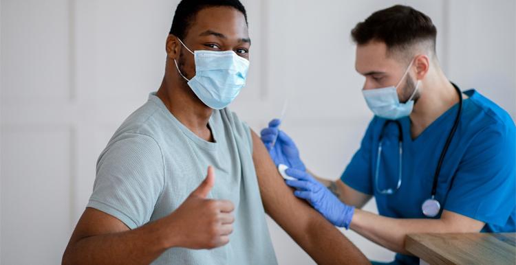 Black Male Vaccine Thumbs Up